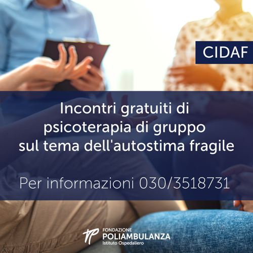 CIDAF: incontri gratuiti di psicoterapia di gruppo sul tema dell'autostima fragile