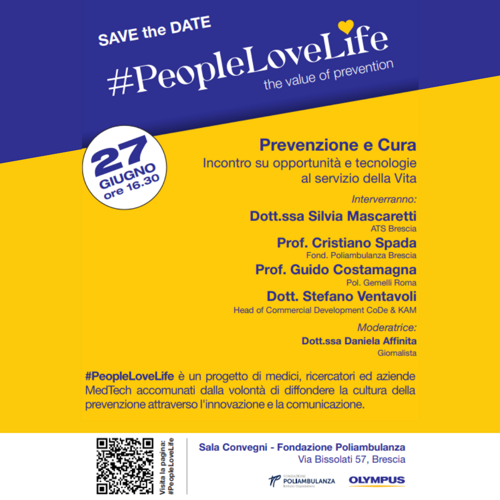 #PeopleLoveLife the value of prevention: lunedì 27 giugno, ore 16:30, in Fondazione Poliambulanza