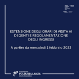 Estensione orari di visita ai degenti e regolamentazione ingressi