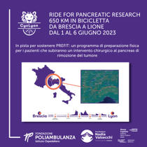 CycLyon: una pedalata di 650 km da Brescia a Lione per raccogliere fondi a favore della ricerca sul tumore al pancreas