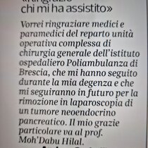 Ringrazio chi mi ha assistito