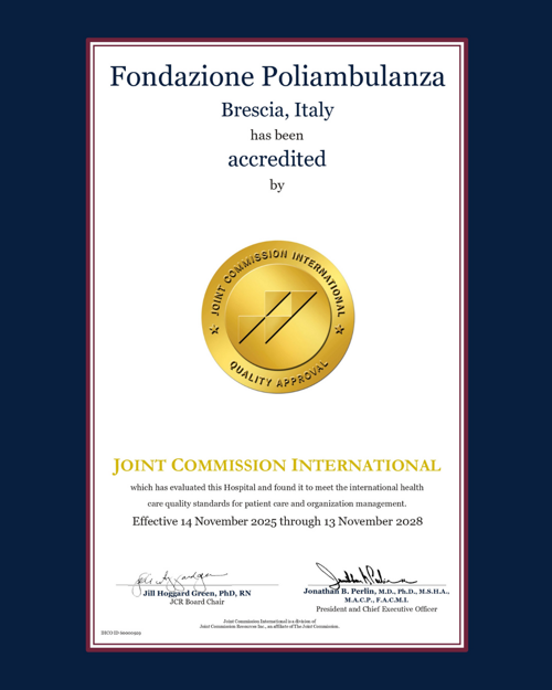 Riconosciuta per la quarta volta da Joint Commission International la qualità di Fondazione Poliambulanza