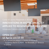 Biotecnologie e Medicina, il 12 aprile l’Open Day dell’Università Cattolica per la Laurea in Innovations in Biotechnology applied to regenerative medicine
