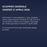 SCIOPERO GENERALE VENERDÌ 17 APRILE 2026