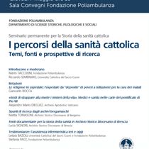 Seminario permanente sulla Storia della sanità cattolica: terzo appuntamento il 7 maggio in Fondazione Poliambulanza